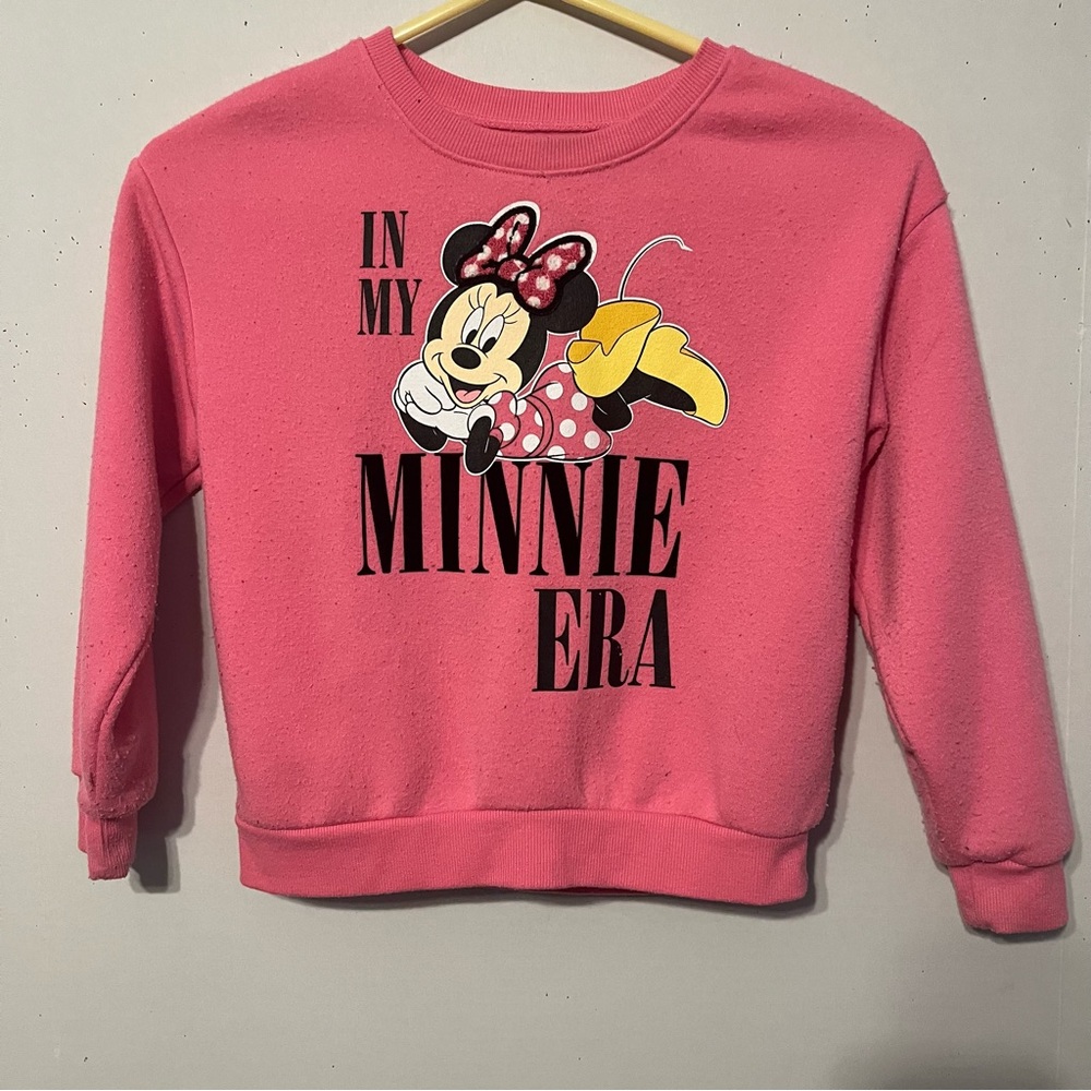 Disney Minnie Mouse Pink Sweatshirt Character Print Girls Pullover 6/6x